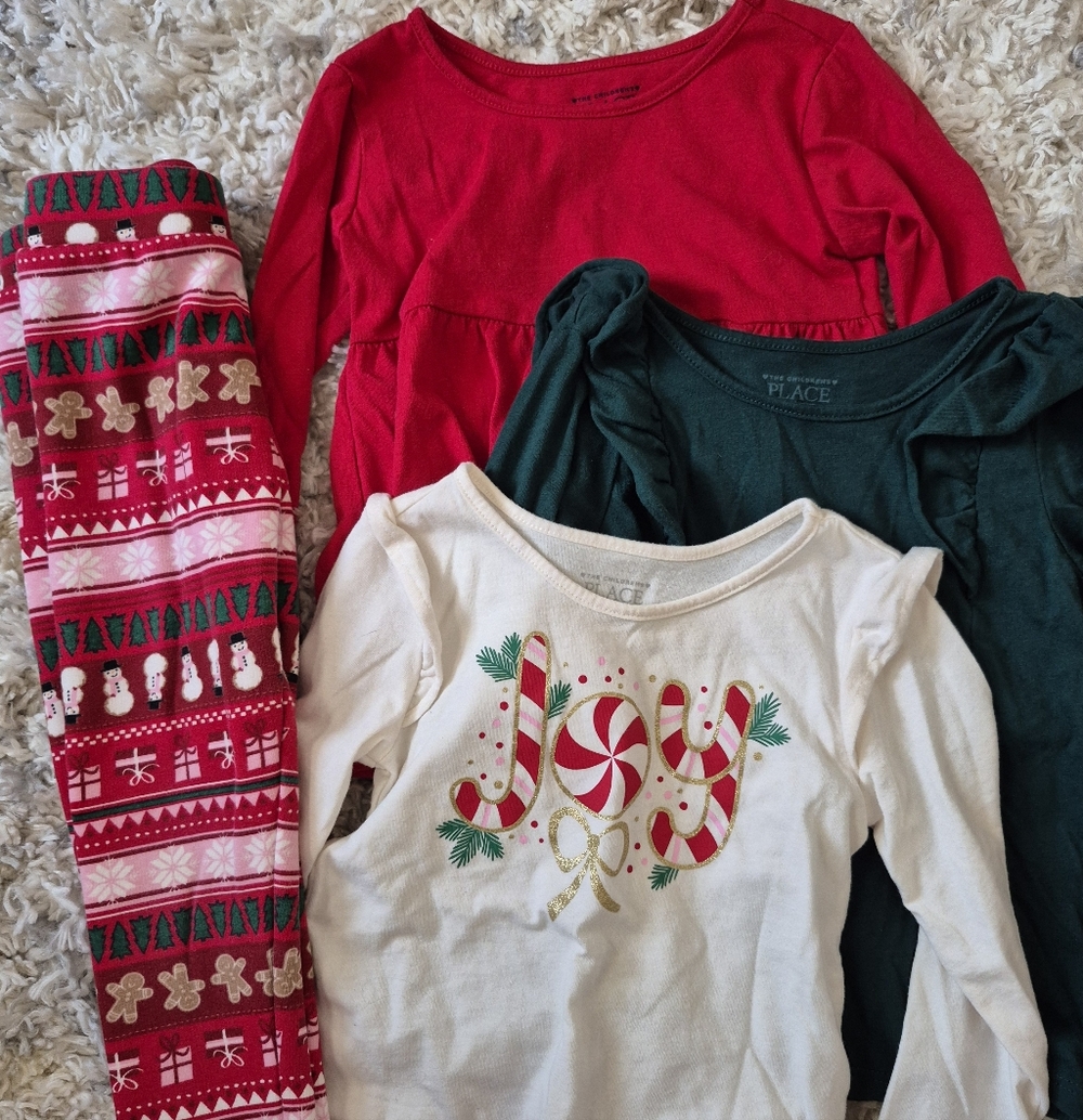 The Children's Place Red, Green, and White Kids Matching Set